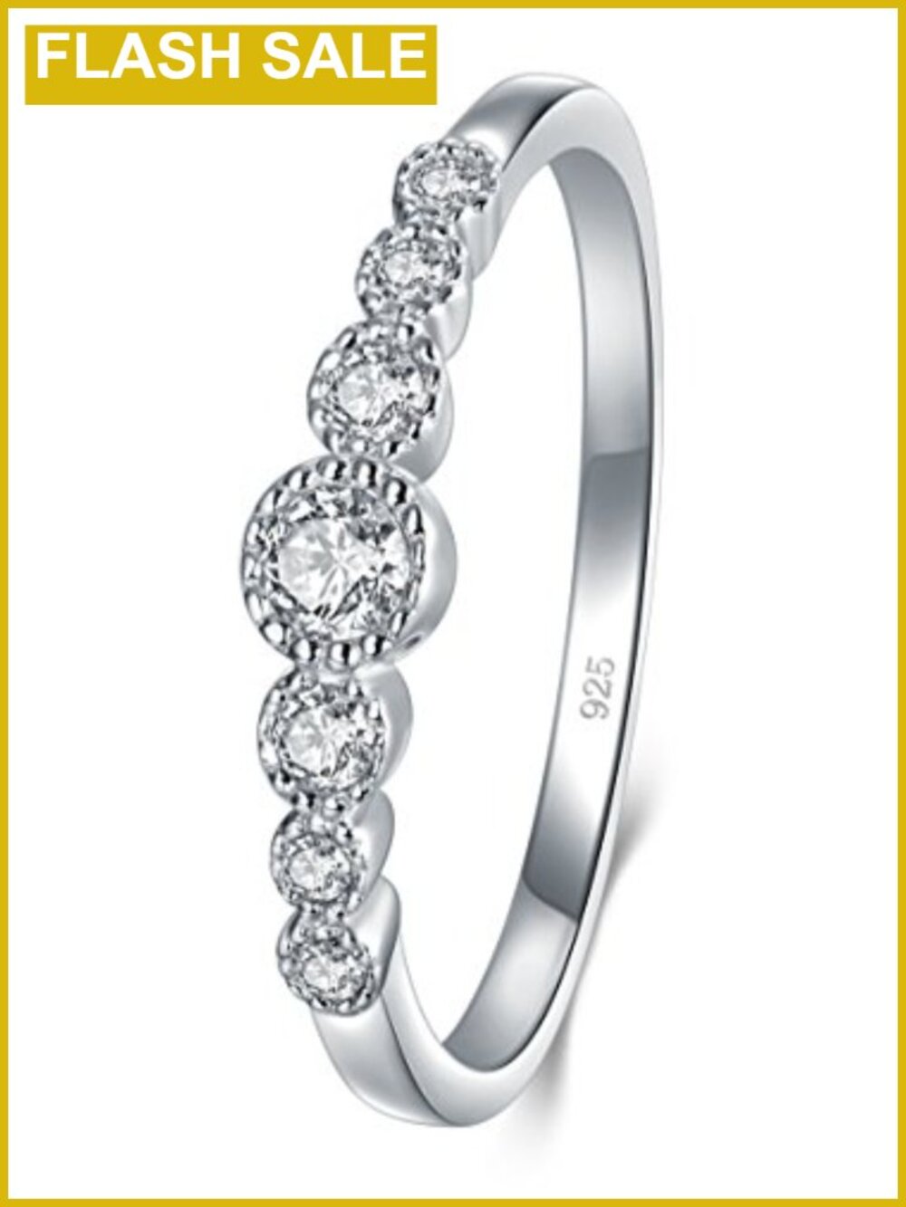 925 Sterling Silver Eternity Wedding Band Ring Cubic Zirconia